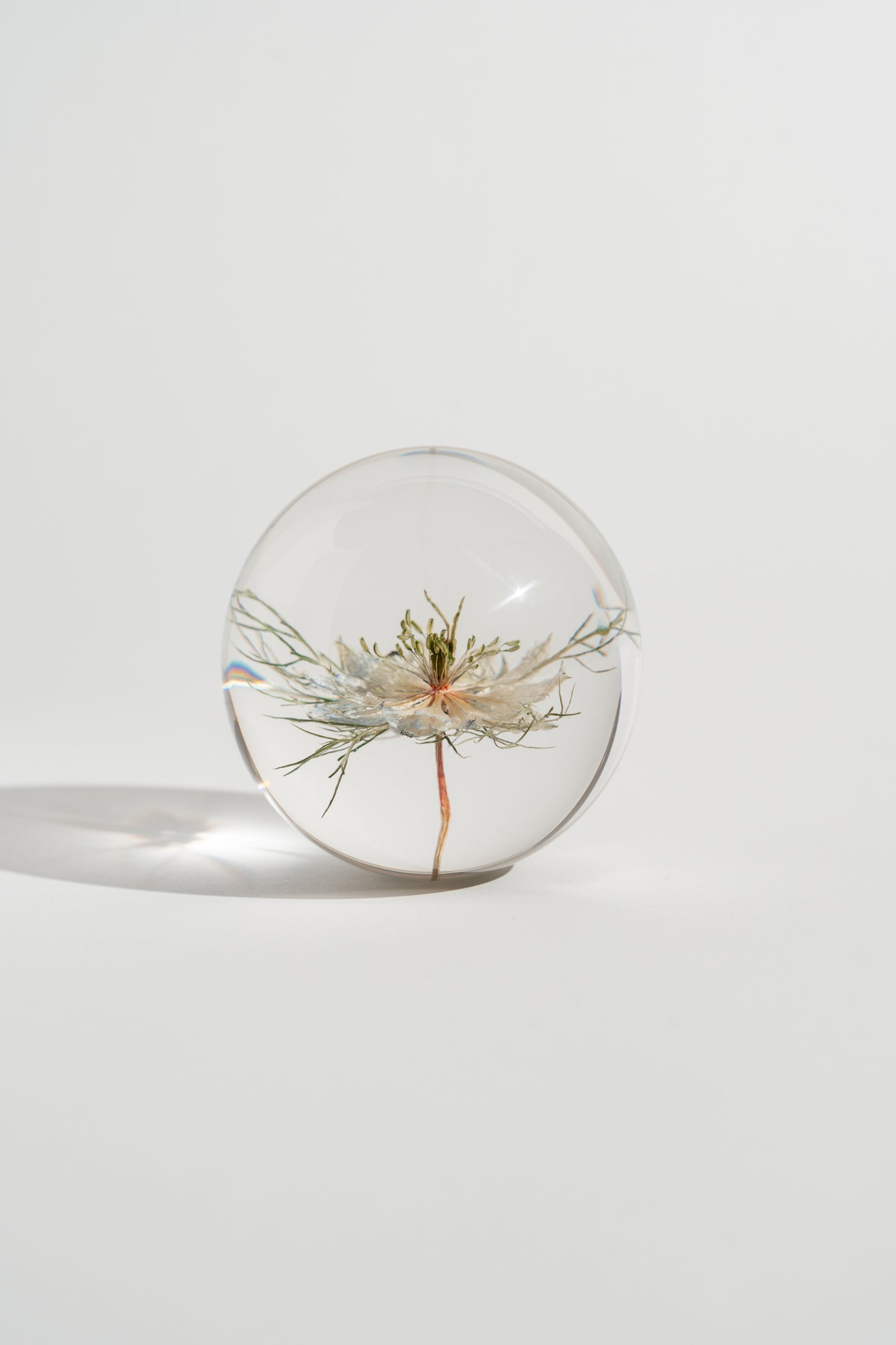 White Love in a Mist Resin Orb